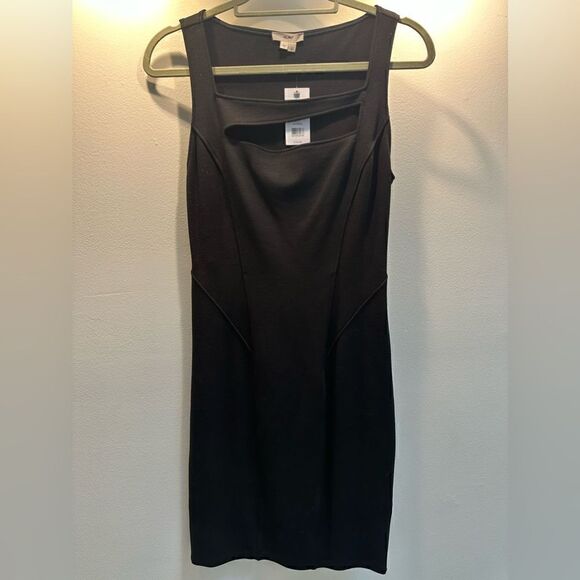 Helmut Lang Black Gala Knit Square Neck Cut Out Bodycon Dress Southern Charm L - Picture 3 of 8